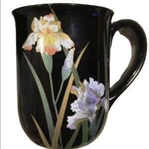 Otagiri Crown Iris Black Ceramic Coffee Cup Made in Japan